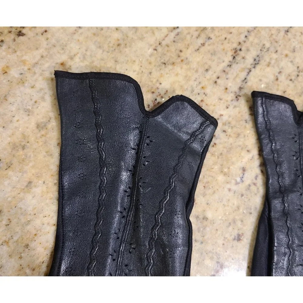 Vintage Size XS 6 Lady Gay Black Leather Stretch Formal 9.5